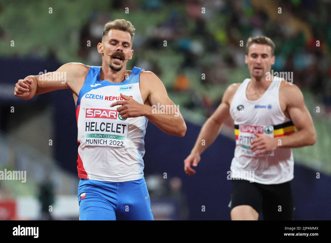 Athletics - 2022 European Championships - Olympiastadion, Munich, Germany - August 15, 2022 Czech Republic's Adam Helcelet in action during the men's decathlon 400m heats REUTERS/Wolfgang Rattay Stock Photo