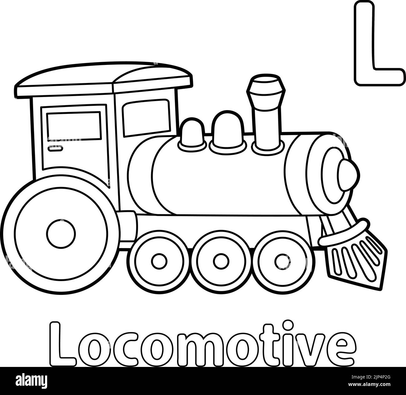 Locomotive Alphabet ABC Coloring Page L Stock Vector