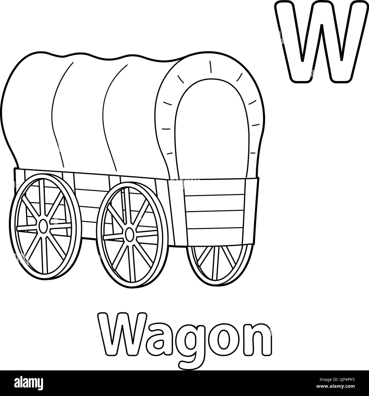 Wagon Alphabet ABC Coloring Page W Stock Vector