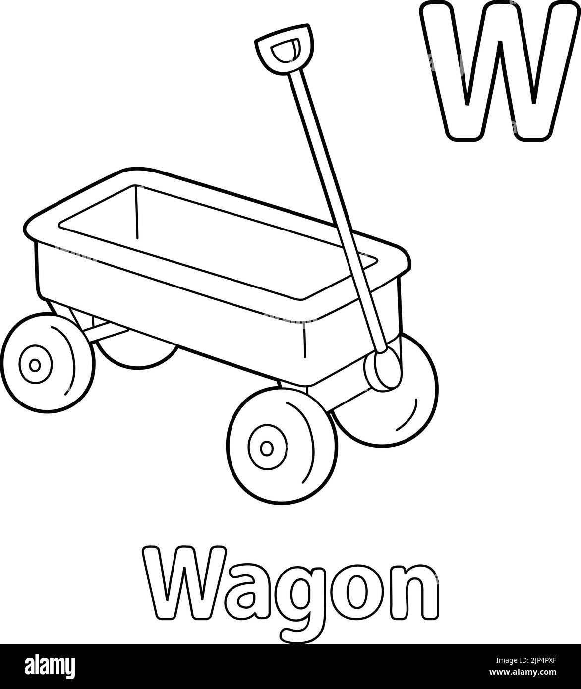 Wagon Alphabet ABC Coloring Page W Stock Vector