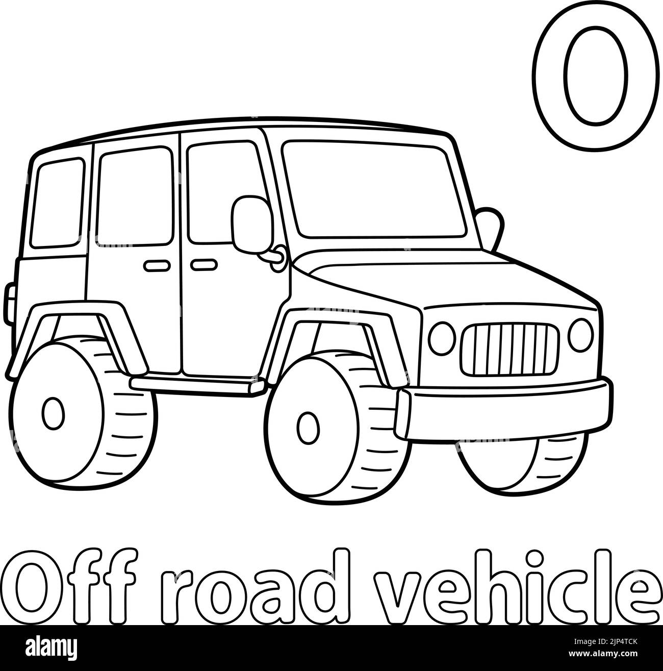 Off-Road Vehicle Alphabet ABC Coloring Page O Stock Vector