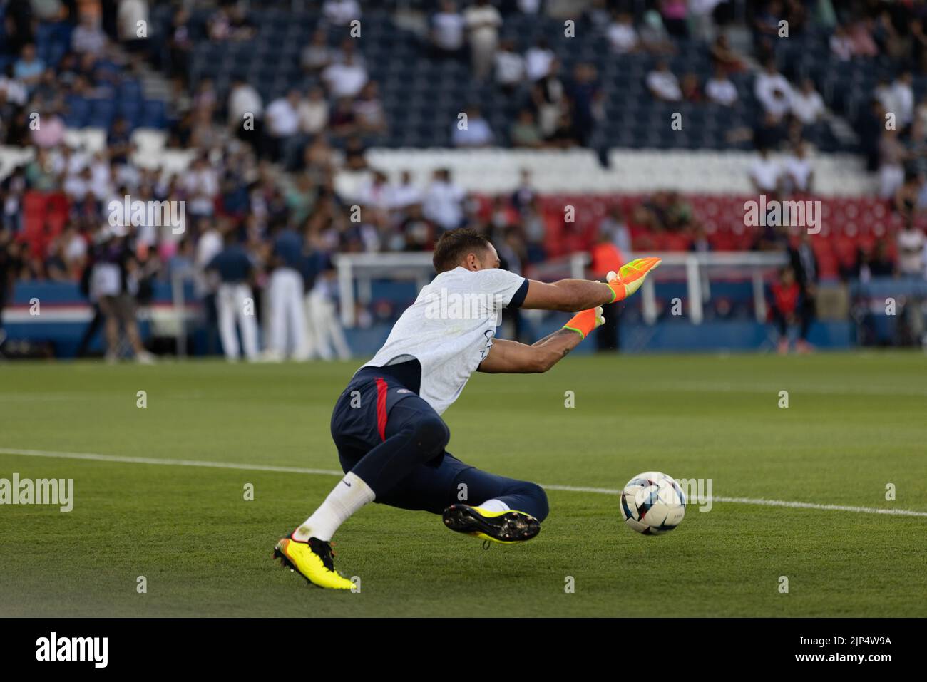 The goalier Donnarumma warming up in front of Montpellier Stock Photo