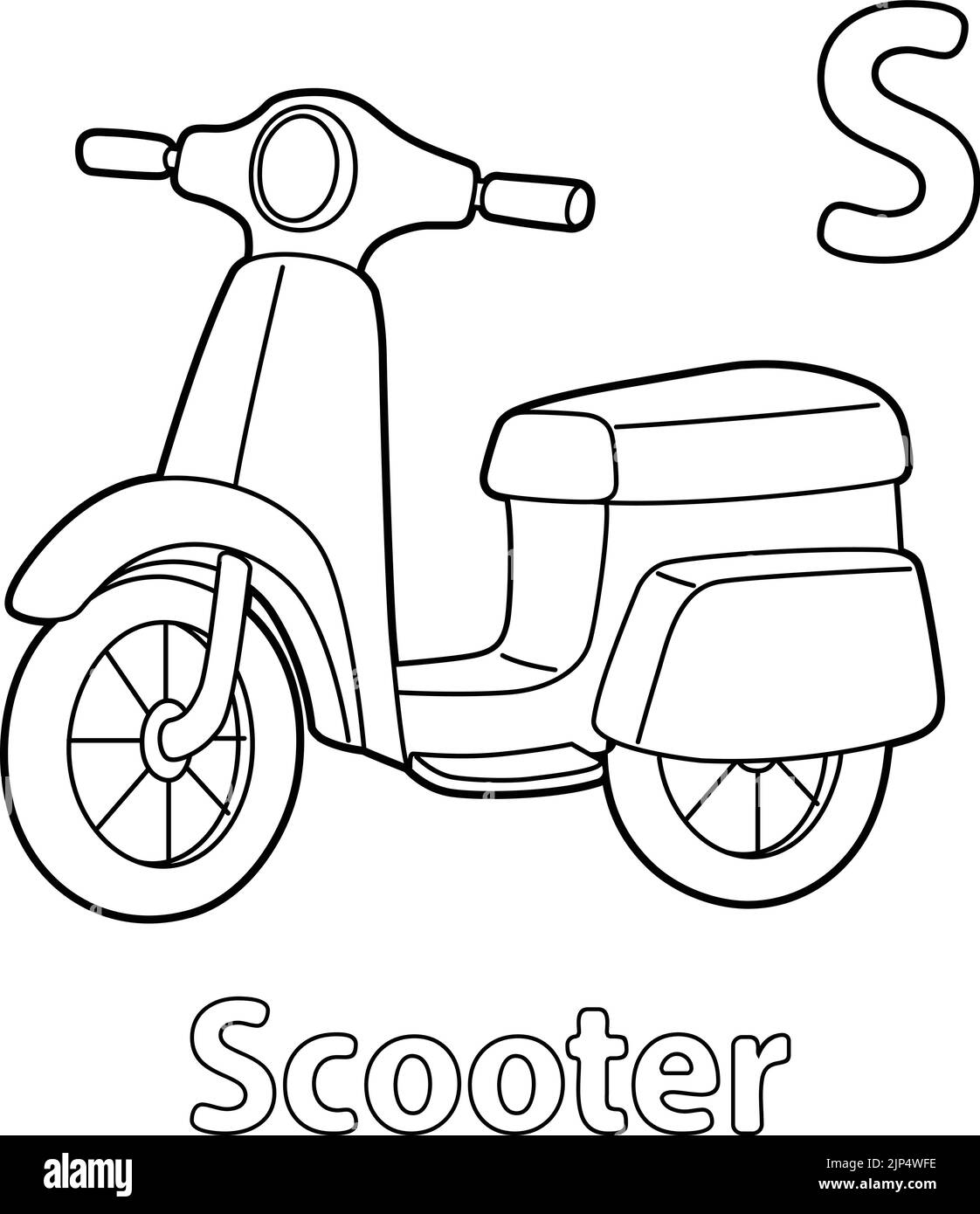 Scooter Alphabet ABC Coloring Page S Stock Vector