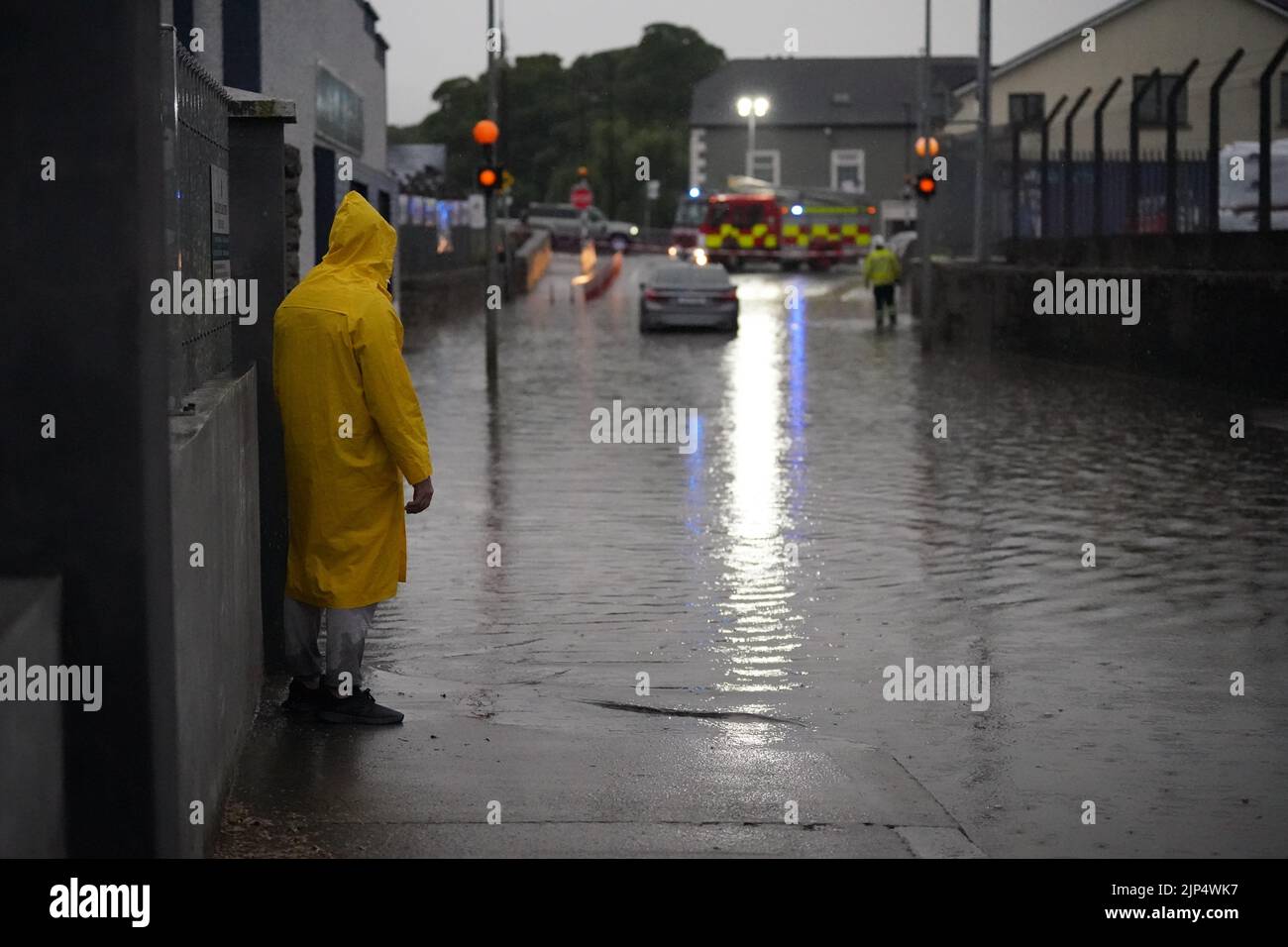 Localised flooding in Tullow, Co Carlow in the Republic of Ireland. Heavy downpours and flooding have hit parts of the Republic of Ireland as thunderstorms marked the end of the heatwave. Picture date: Monday August 15, 2022. Stock Photo