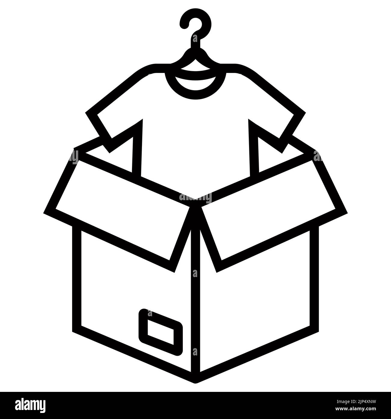 delivery of clothes in a box. unfold the parcel. flat vector