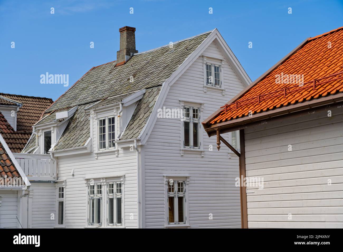 House detail in Egersund Norway historical in Europe nordic part Stock Photo