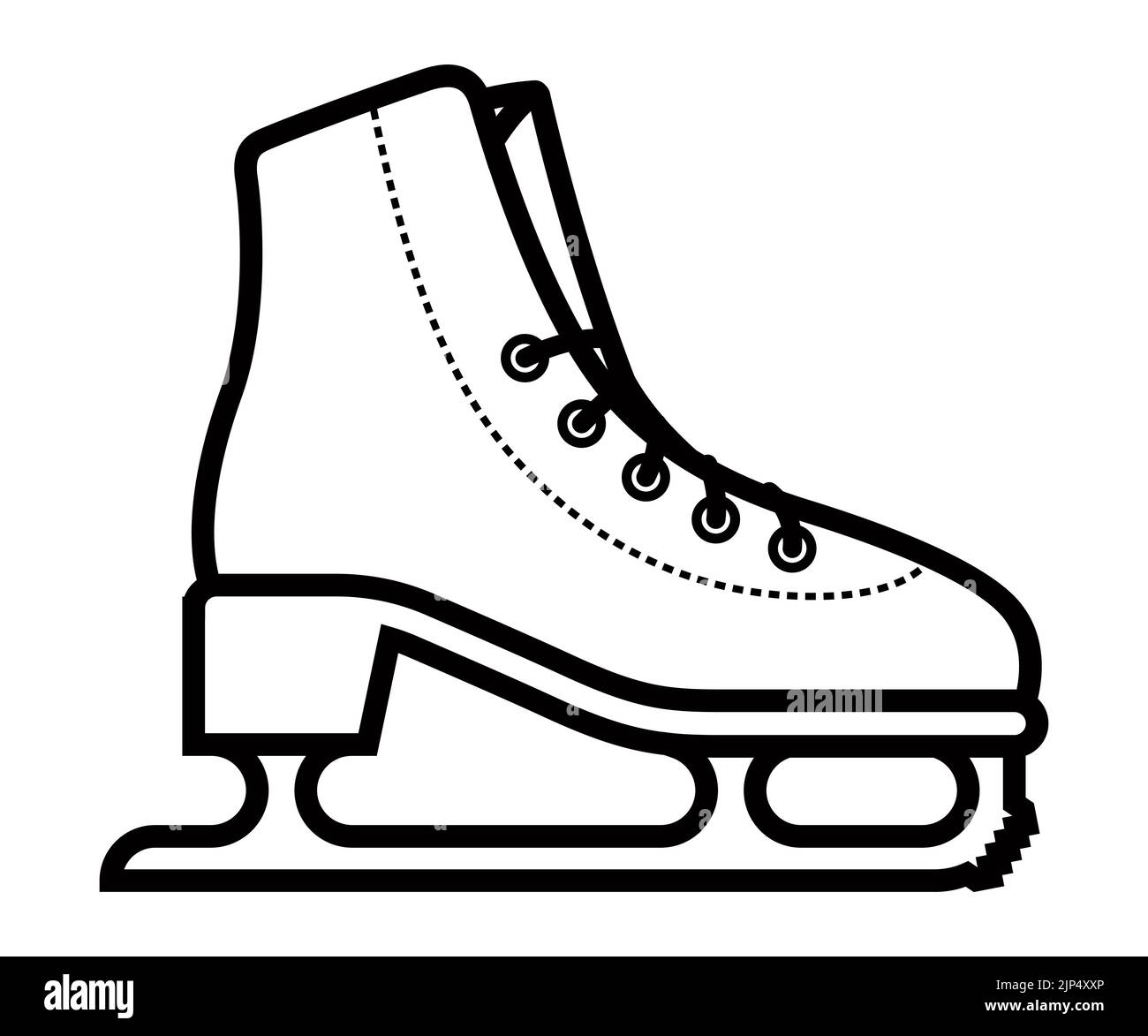 black linear icon of skate for skating on ice in winter. flat vector ...
