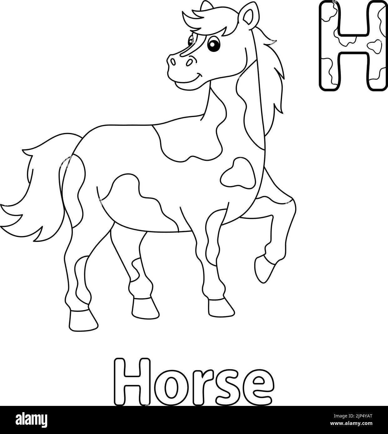 Horse Alphabet ABC Coloring Page H Stock Vector Image &amp; Art - Alamy