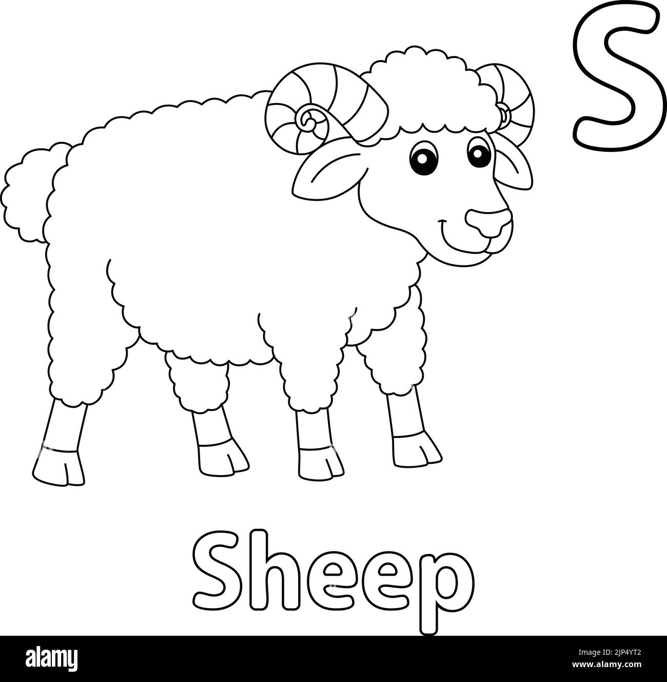 Sheep Alphabet ABC Coloring Page S Stock Vector