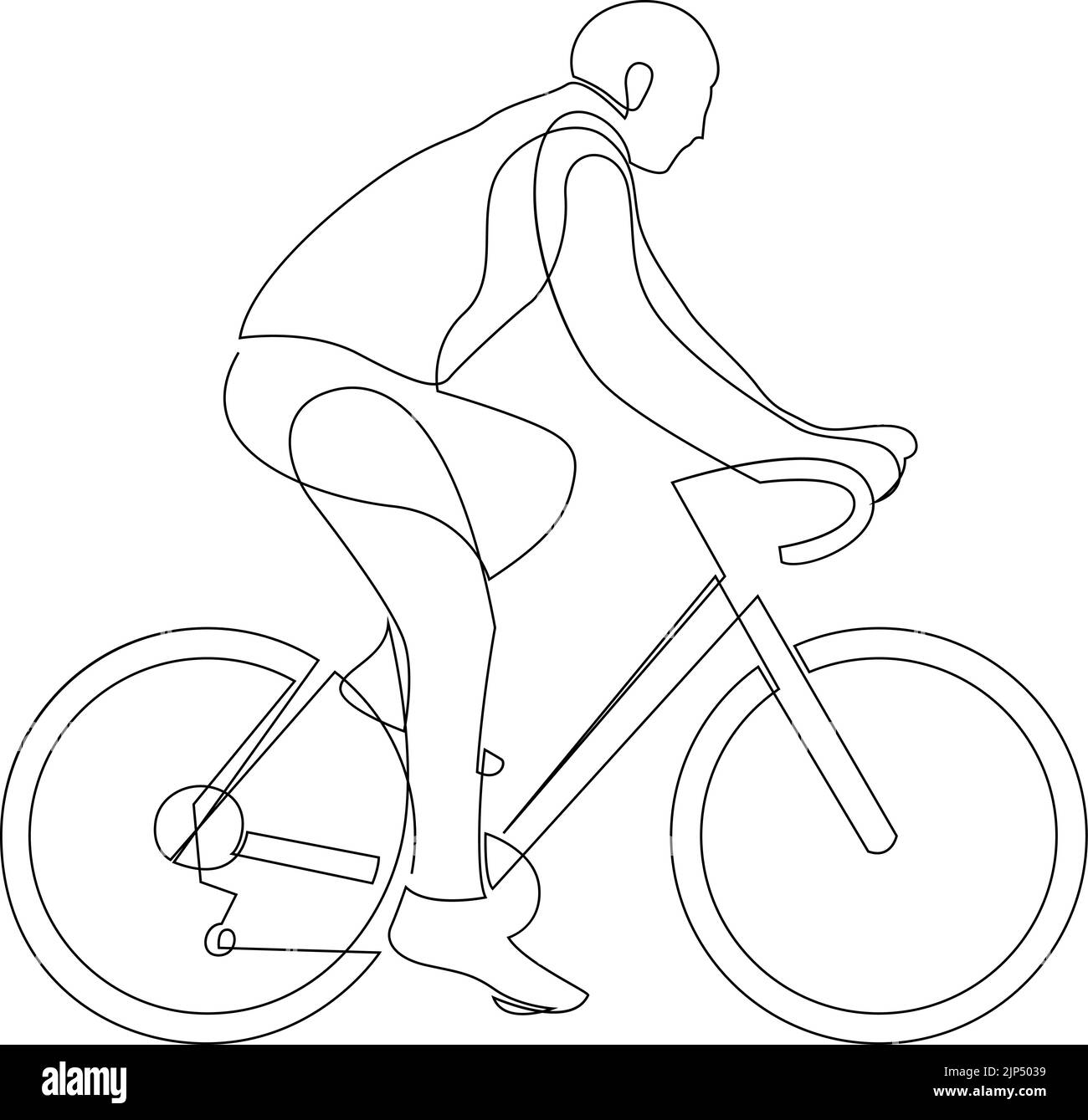 One line drawing of a bicycle rider. Vector illustration Stock Vector
