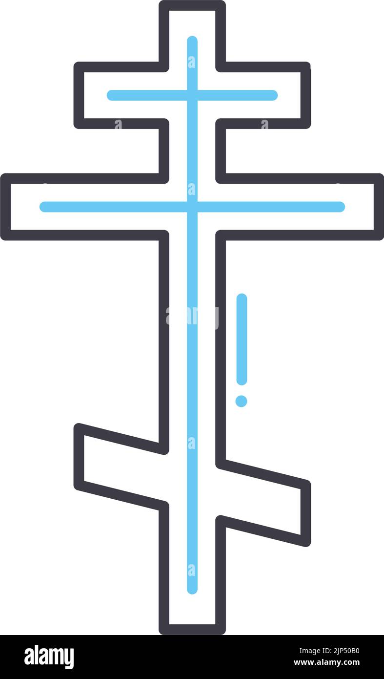 crucifix line icon, outline symbol, vector illustration, concept sign Stock Vector