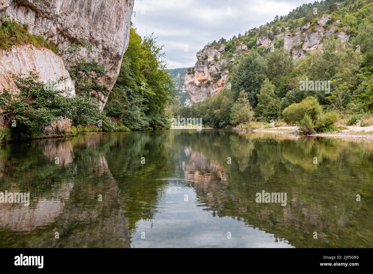 Reflection in the beautiful Gorges du Tarn, Lozere, France Stock Photo