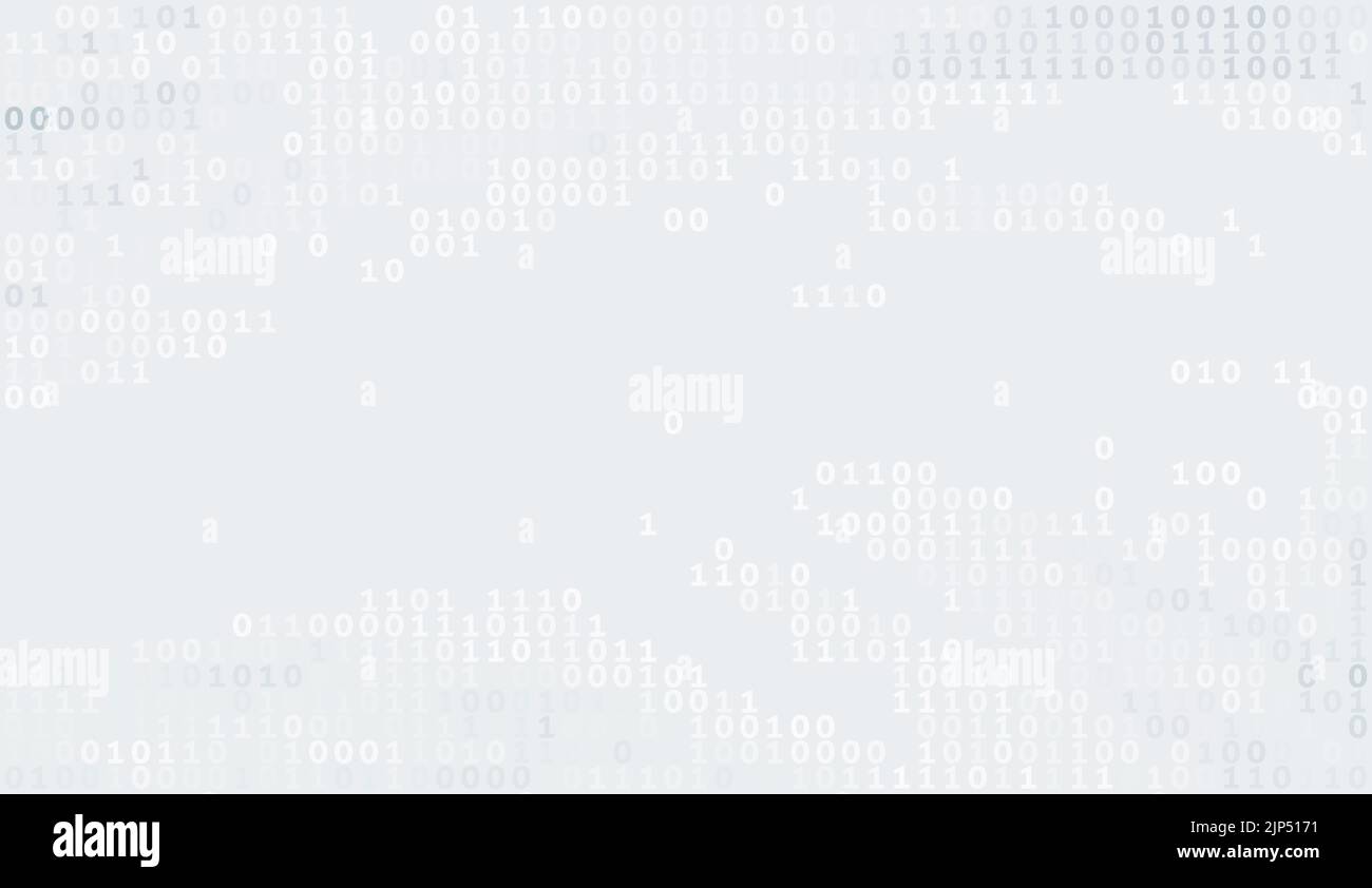 Simple light gray binary code background with ones and zeros. Vector ...