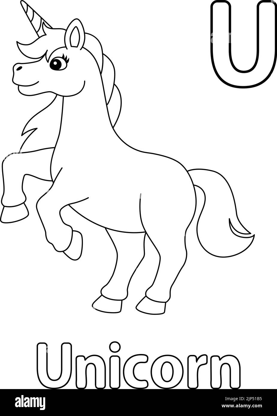 Jumping Unicorn Alphabet ABC Coloring Page U Stock Vector Image & Art ...