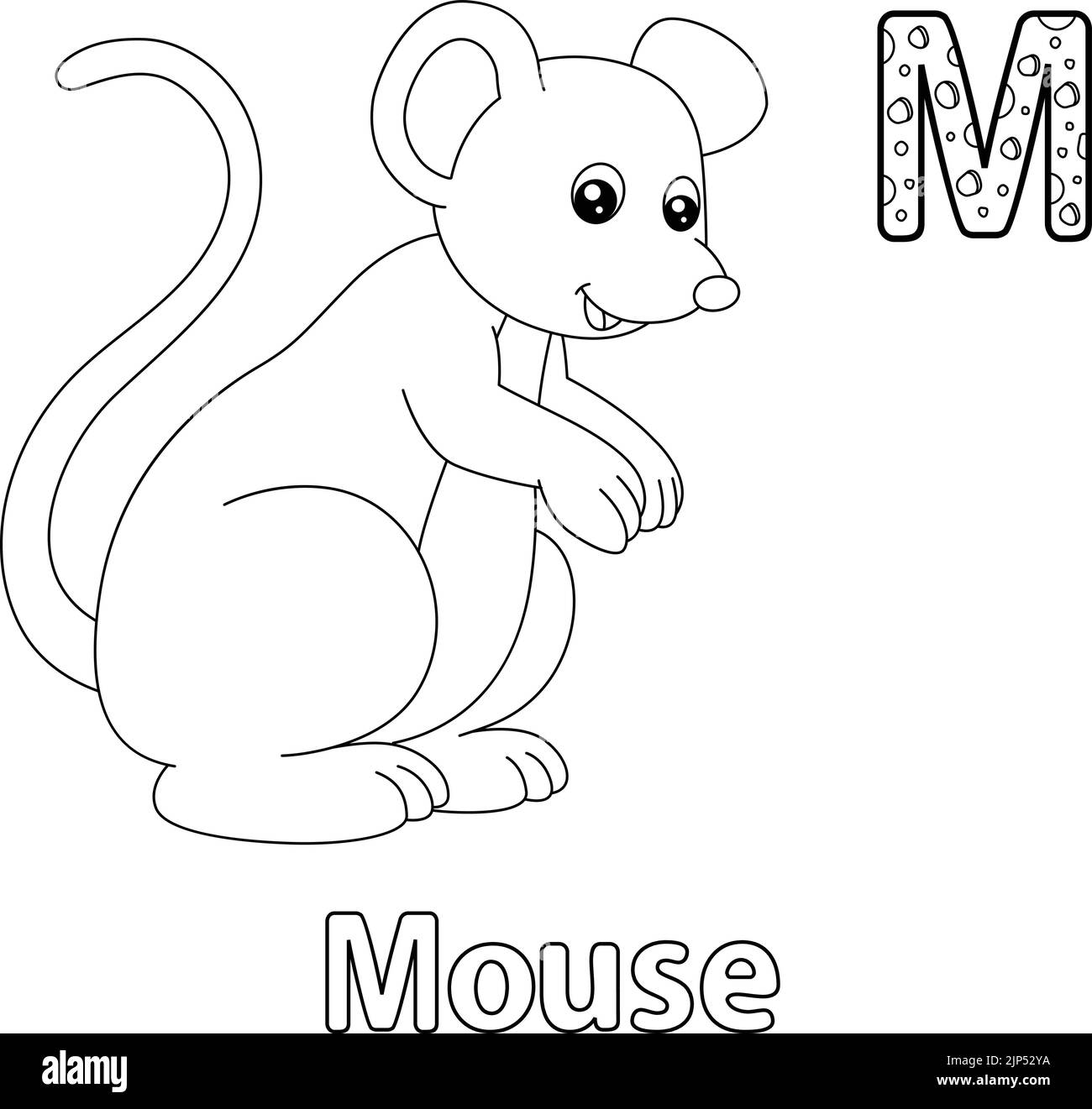 Mouse Alphabet ABC Coloring Page M Stock Vector