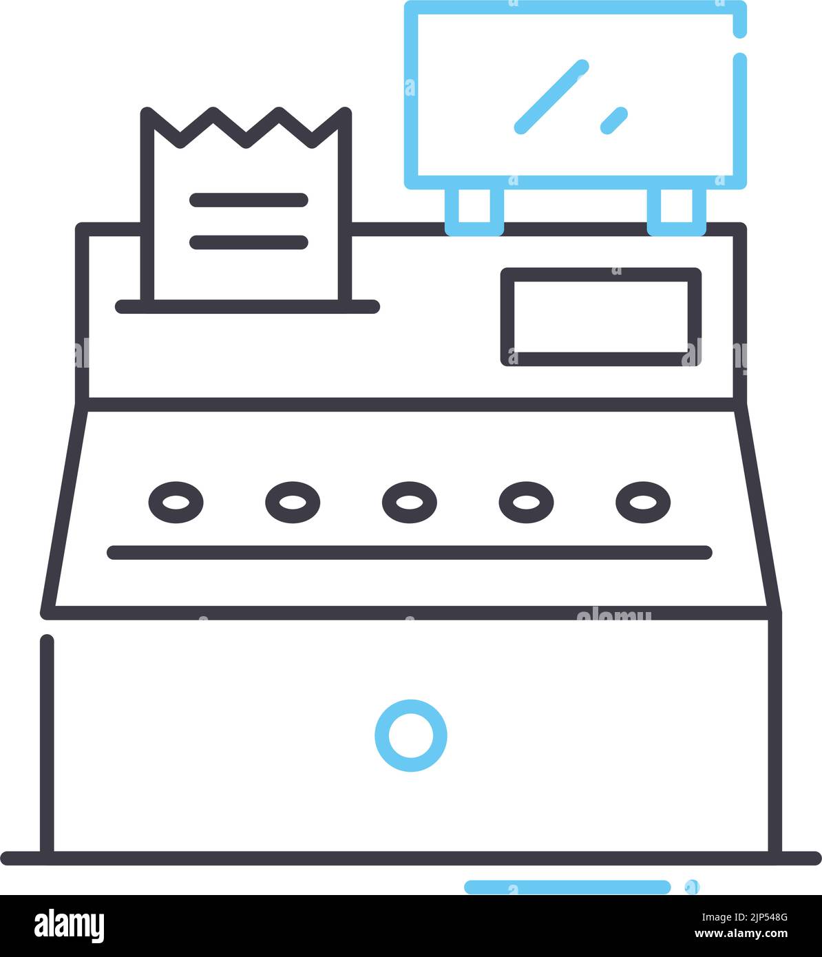 cash register process line icon, outline symbol, vector illustration