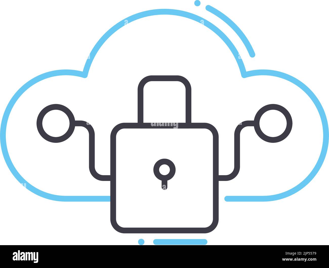 cloud security concept line icon, outline symbol, vector illustration, concept sign Stock Vector
