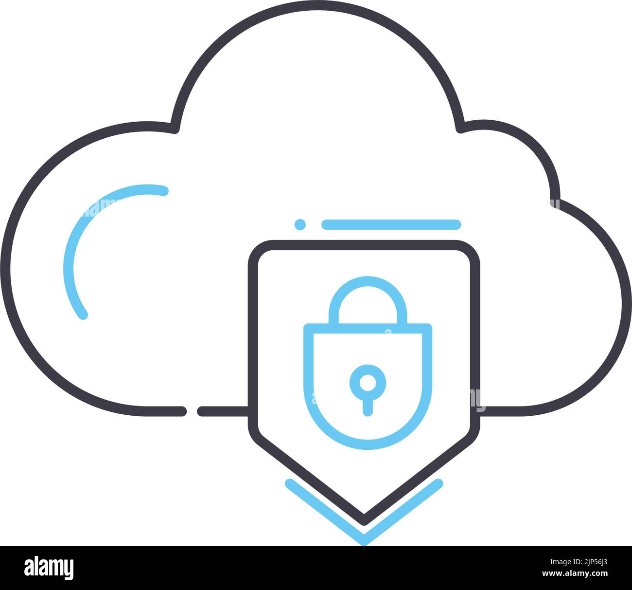 cloud protection service line icon, outline symbol, vector illustration, concept sign Stock Vector