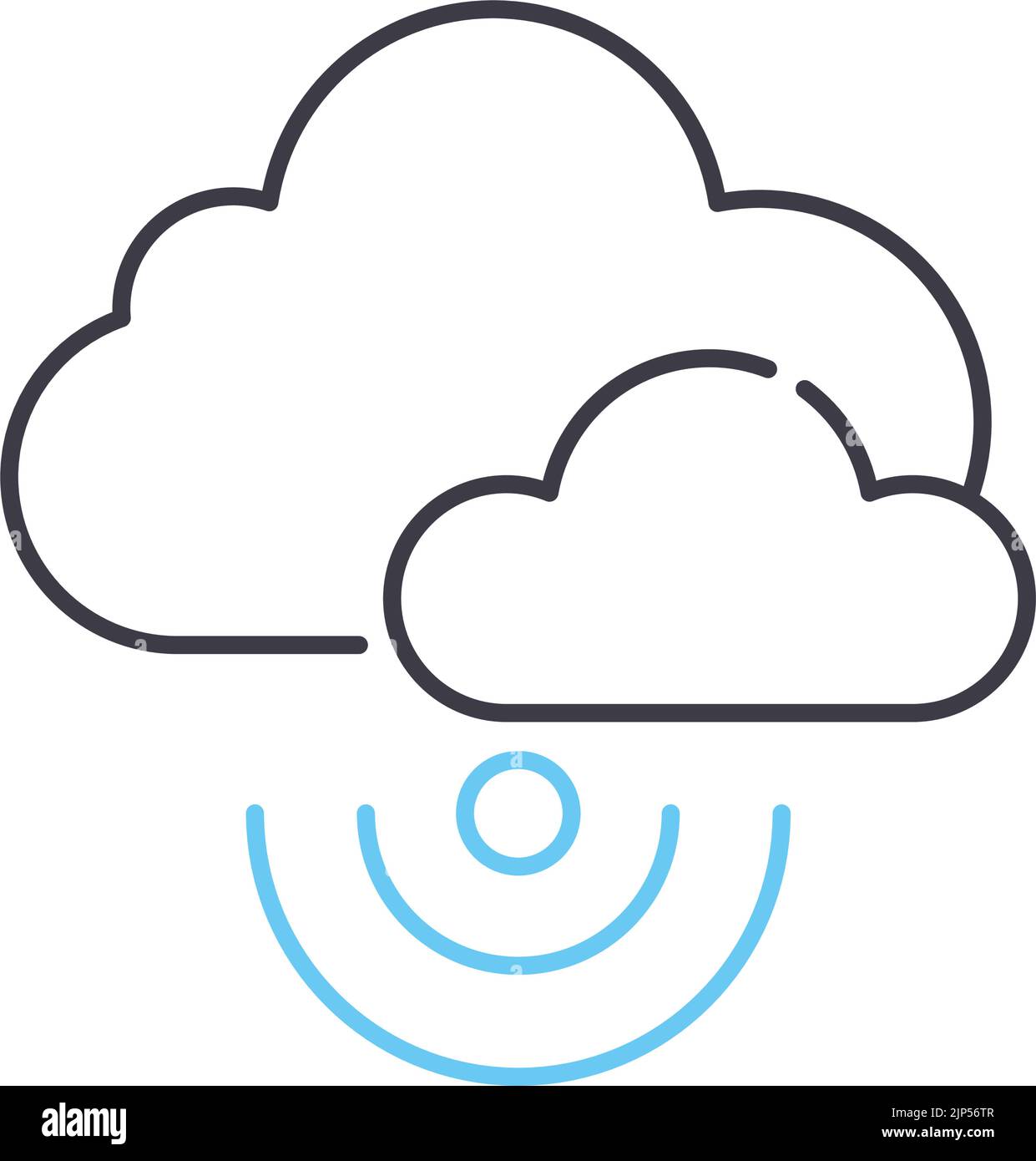 cloud wireless service line icon, outline symbol, vector illustration, concept sign Stock Vector