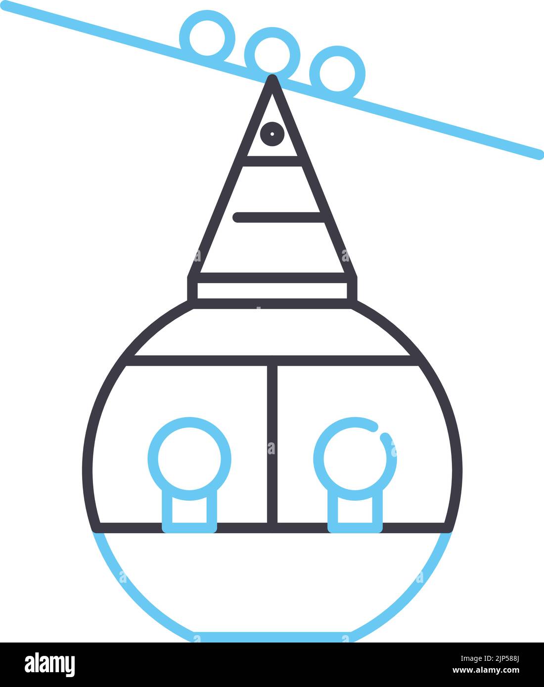 cable car line icon, outline symbol, vector illustration, concept sign Stock Vector