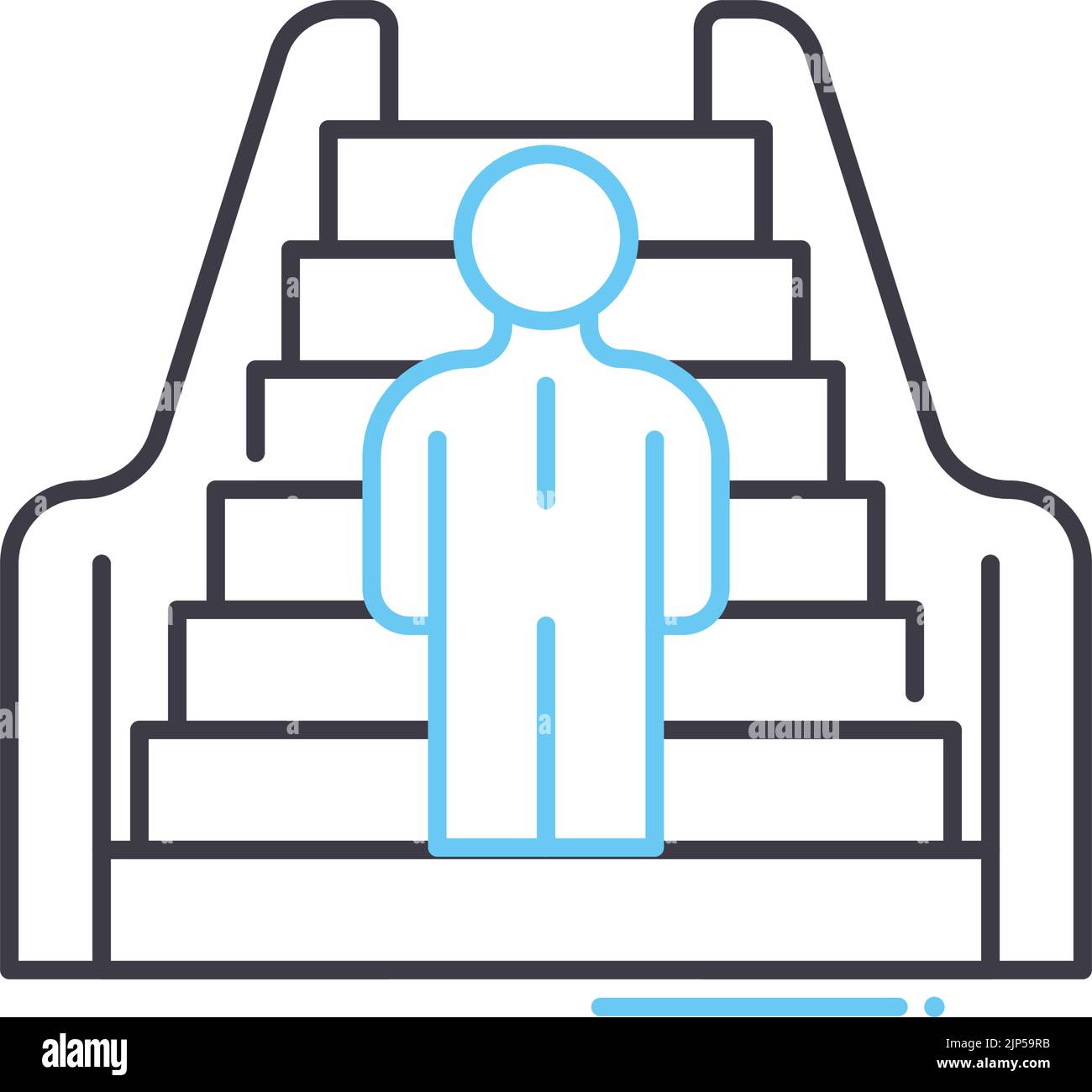 escalator with person line icon, outline symbol, vector illustration, concept sign Stock Vector