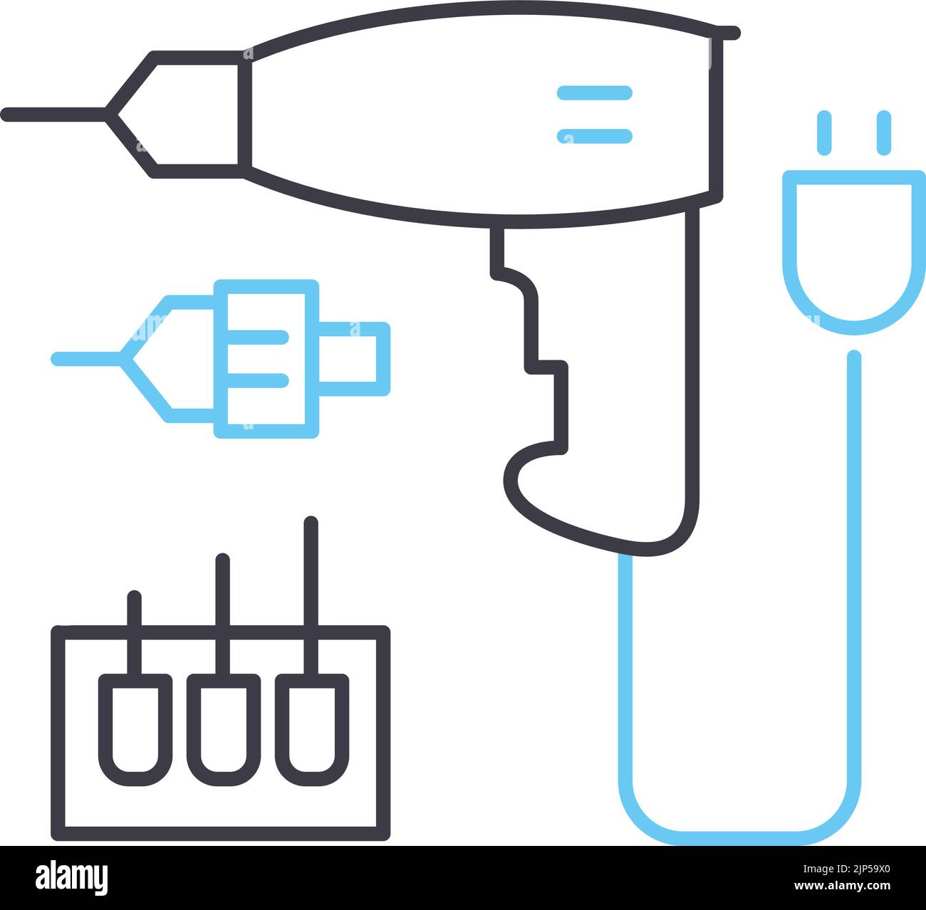 electic screwdriver line icon, outline symbol, vector illustration, concept sign Stock Vector