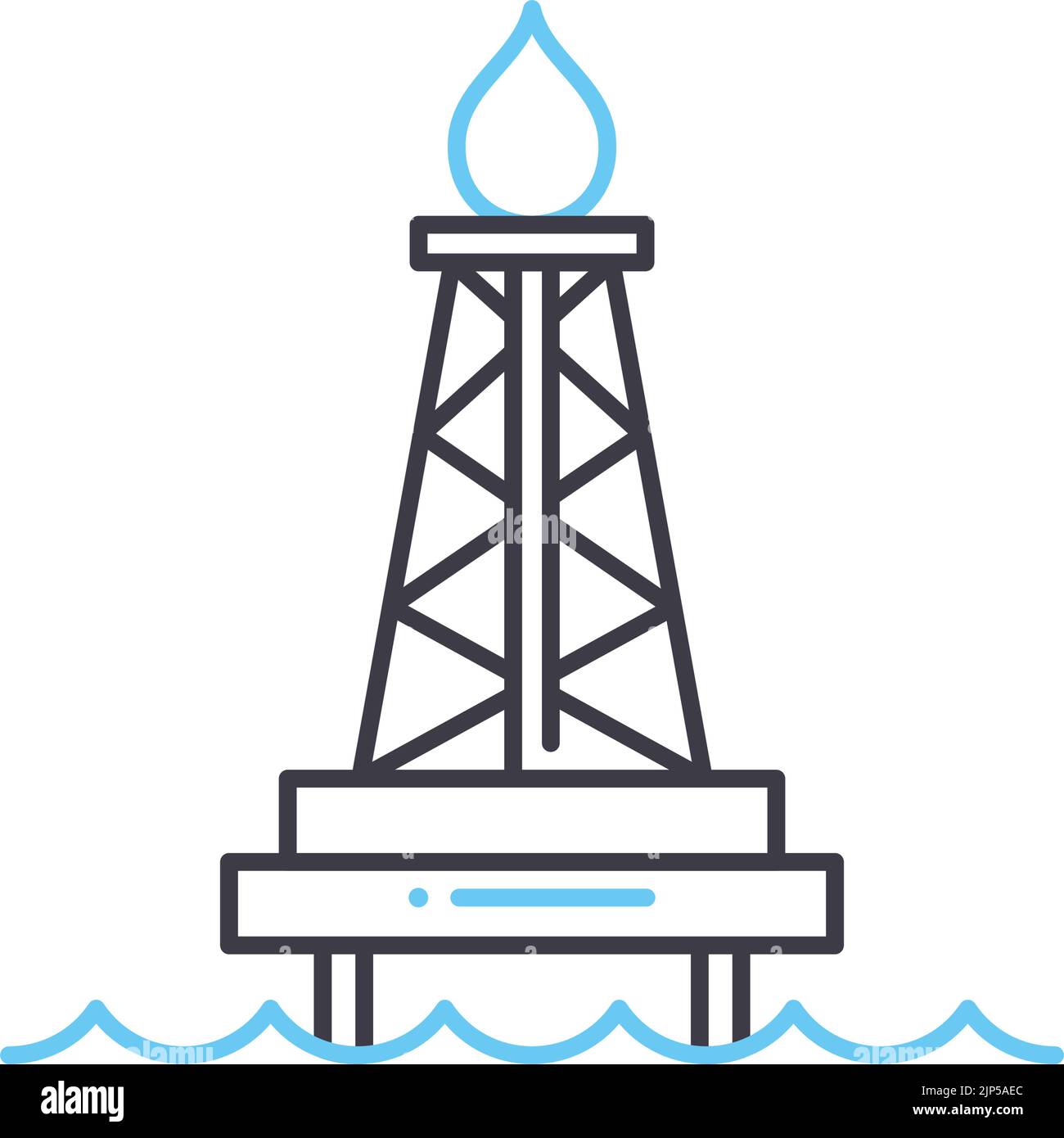 drilling rig line icon, outline symbol, vector illustration, concept sign Stock Vector