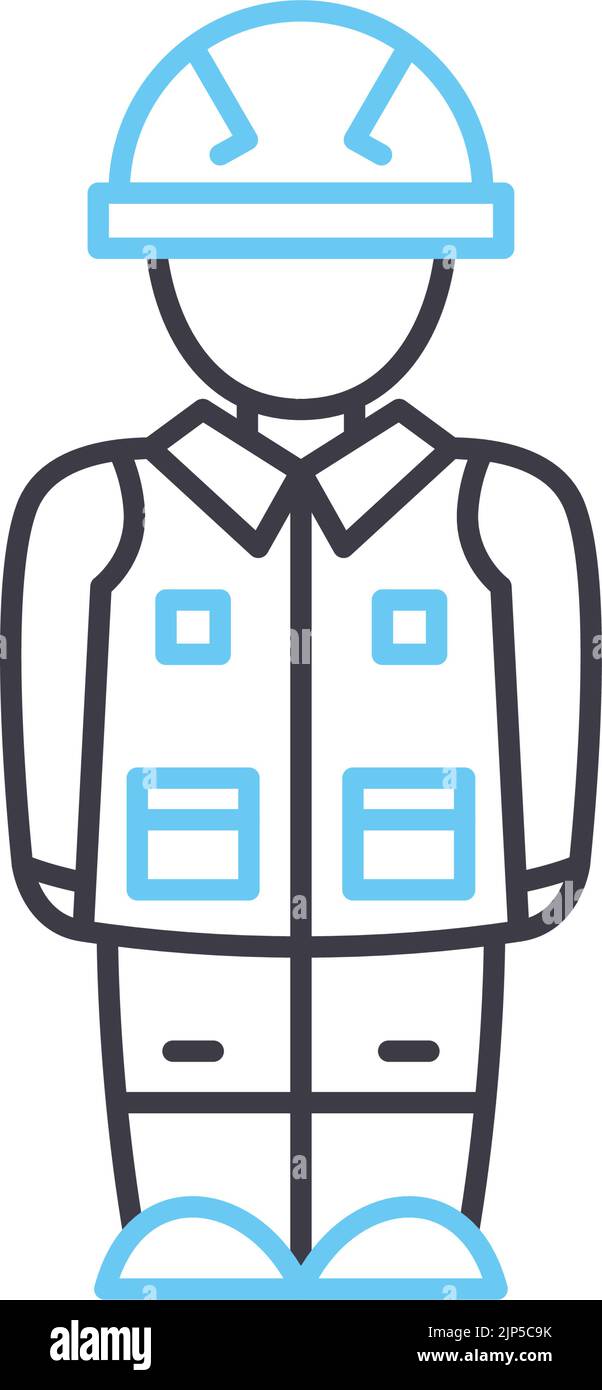 construction worker line icon, outline symbol, vector illustration ...