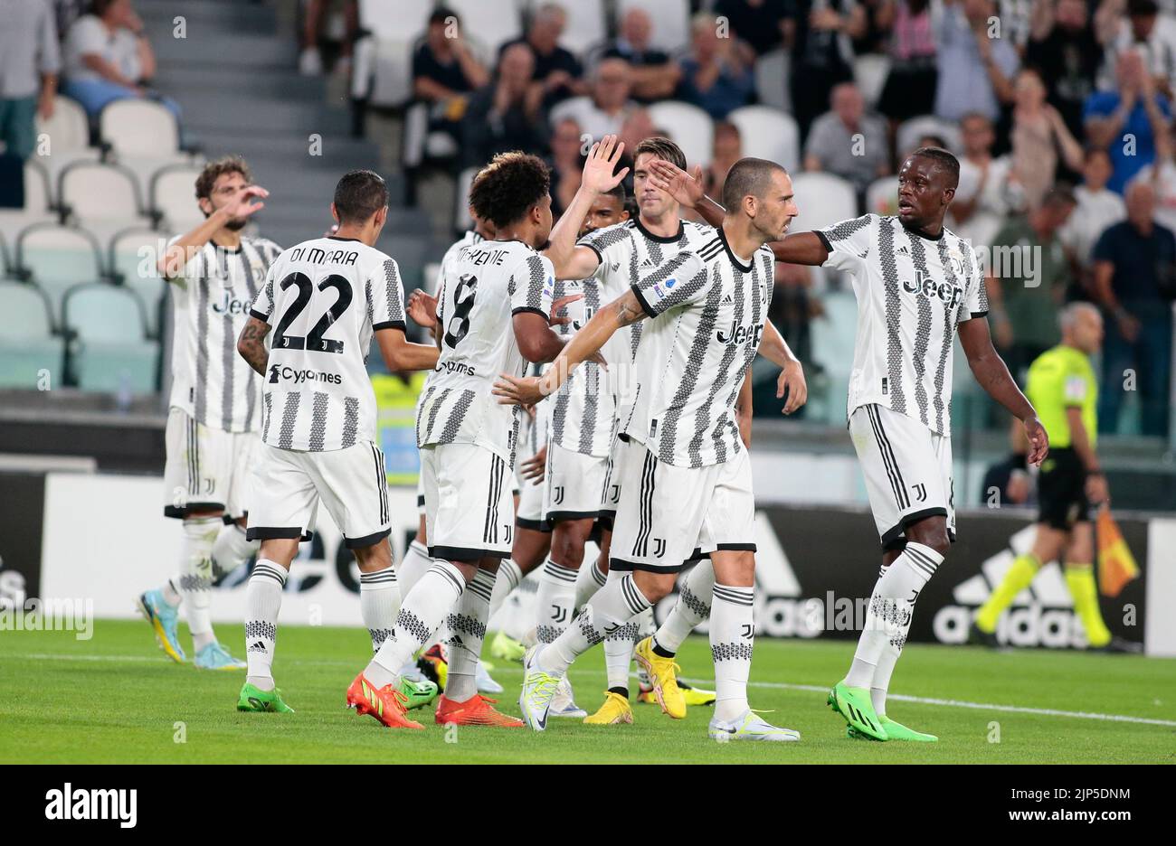 during the Italian Serie A match between Juventus Fc and Us Sassuolo, on August 15, 2022, at Allianz Stadium in Turin, Italy. Photo Nderim Kaceli Stock Photo
