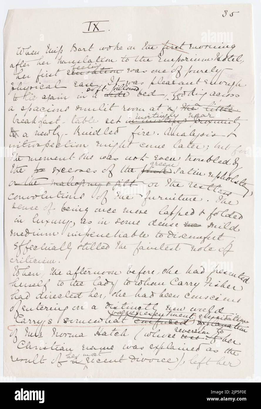The House of Mirth page of original manuscript Edith Wharton Stock ...