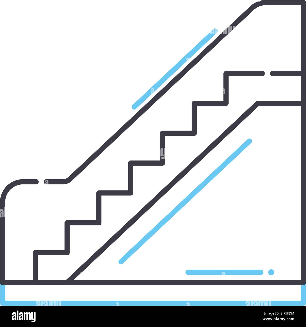 escalator stairs line icon, outline symbol, vector illustration, concept sign Stock Vector