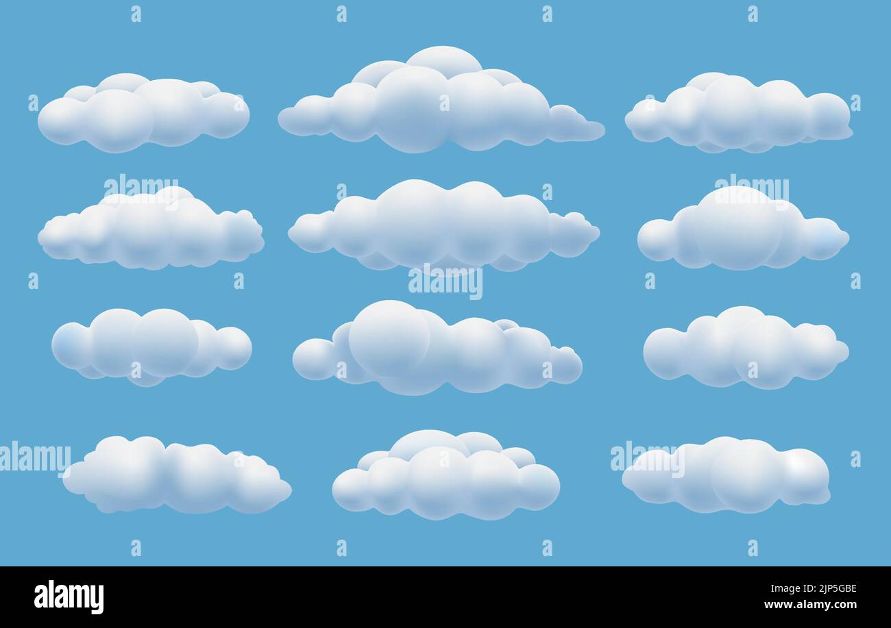 Clouds 3d collection Stock Vector