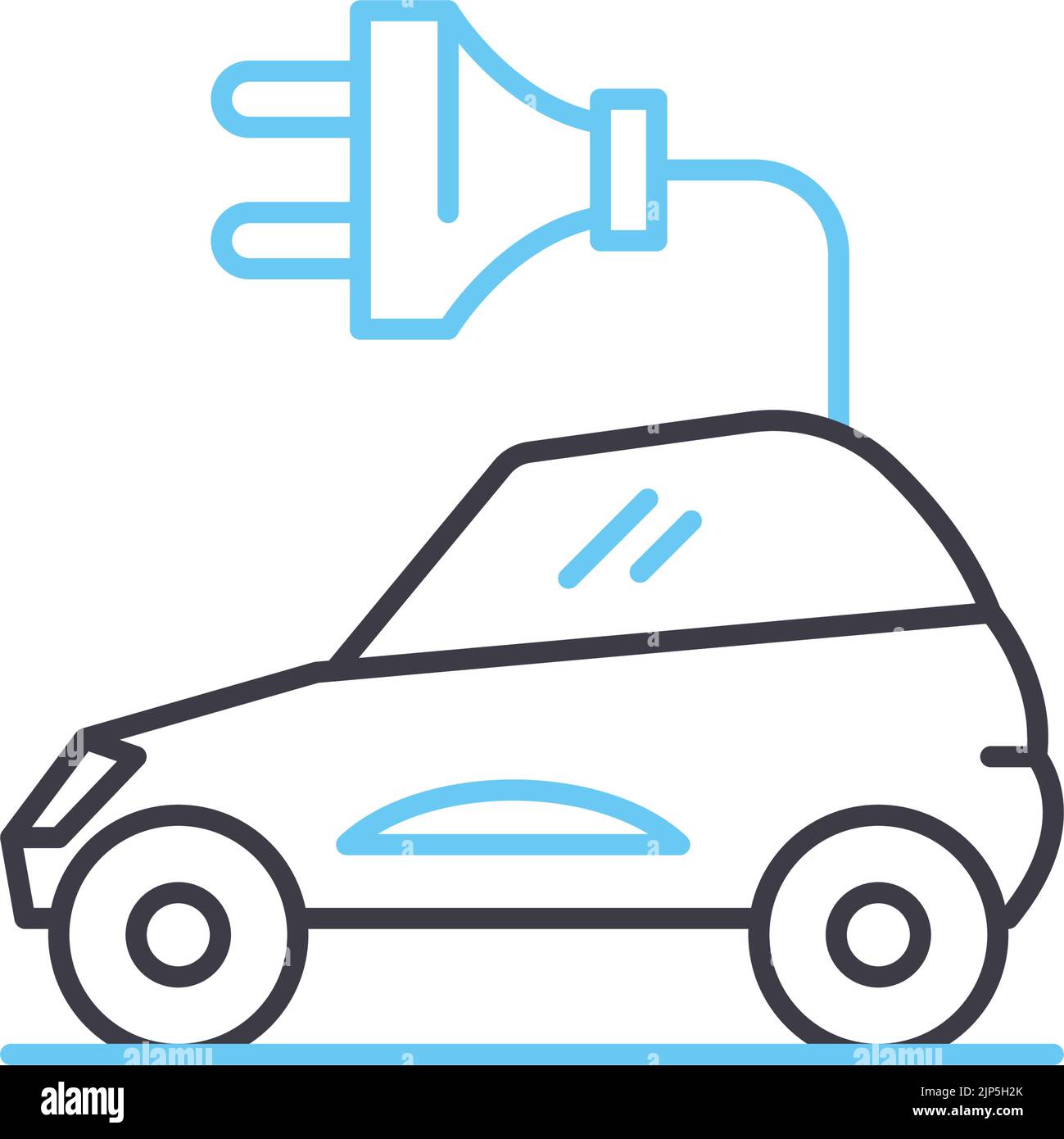 electric car line icon, outline symbol, vector illustration, concept sign Stock Vector