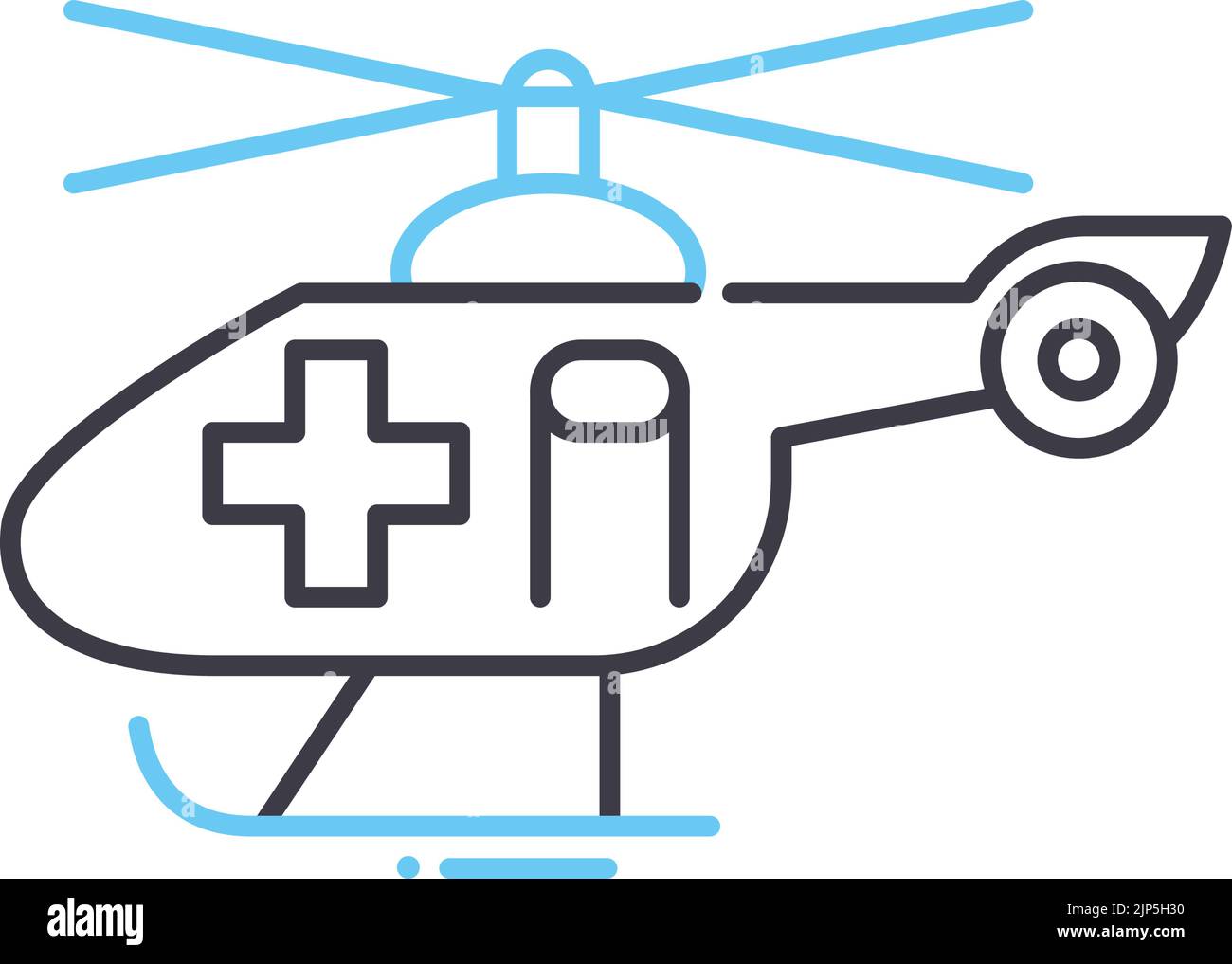 emergency helicopter line icon, outline symbol, vector illustration, concept sign Stock Vector