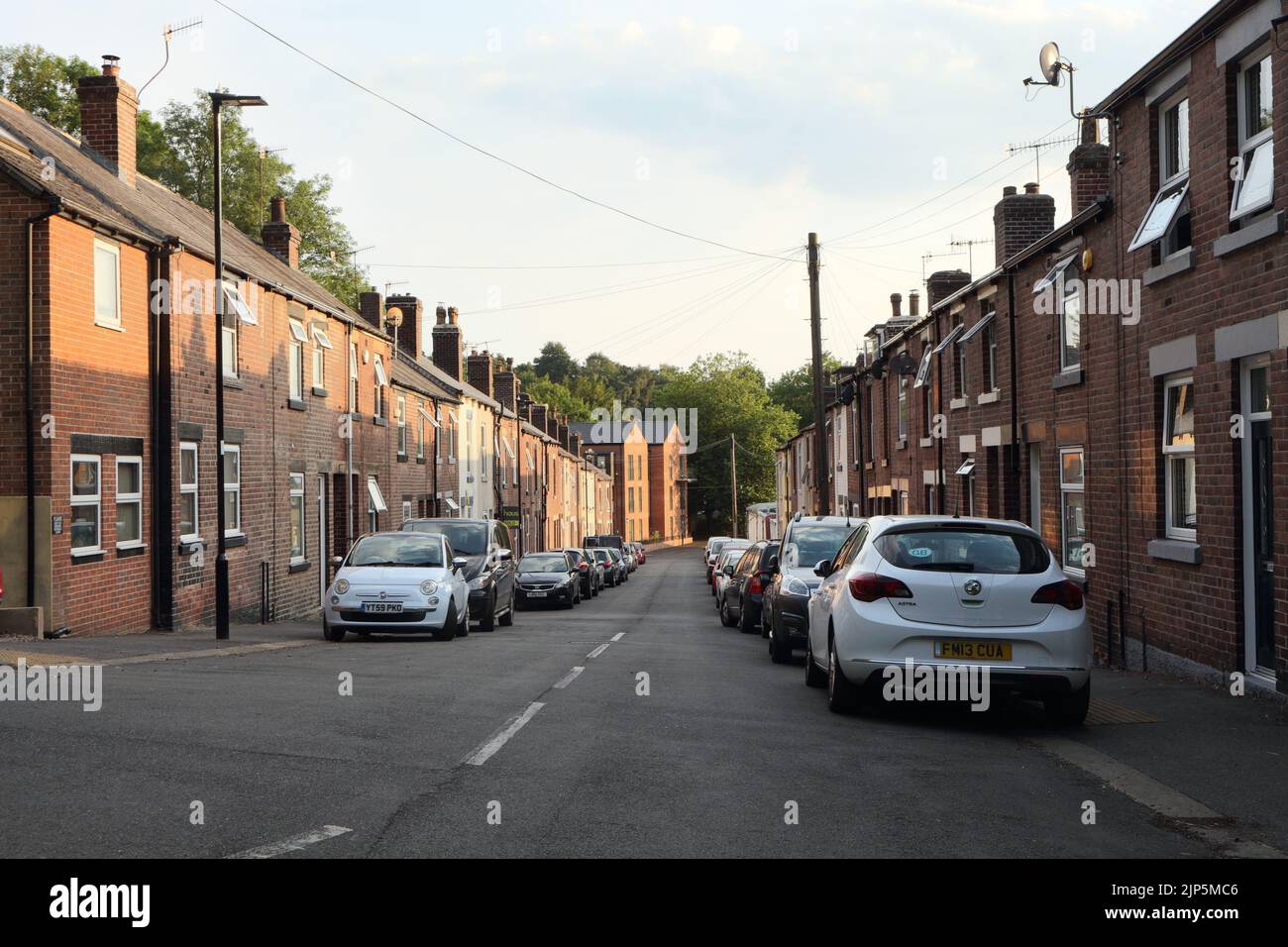 Athol road, Residential road of terraced houses, Sheffield England. Street view Stock Photo