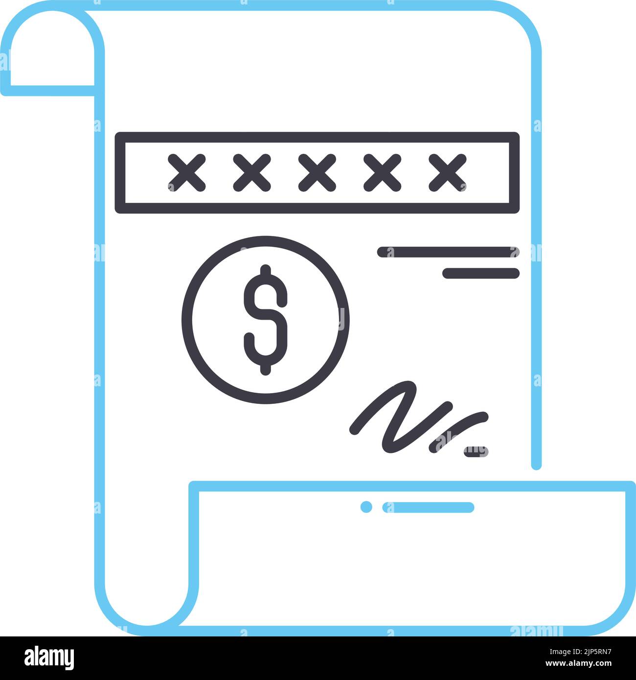 cheque line icon, outline symbol, vector illustration, concept sign Stock Vector