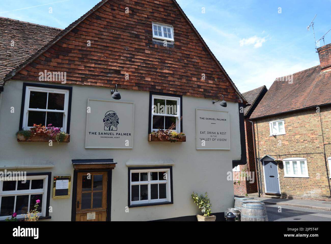 Shoreham village, Kent, has a new pub, the Samuel Palmer, it is a well known area for walkers and day trippers from London who enjoy the countryside Stock Photo