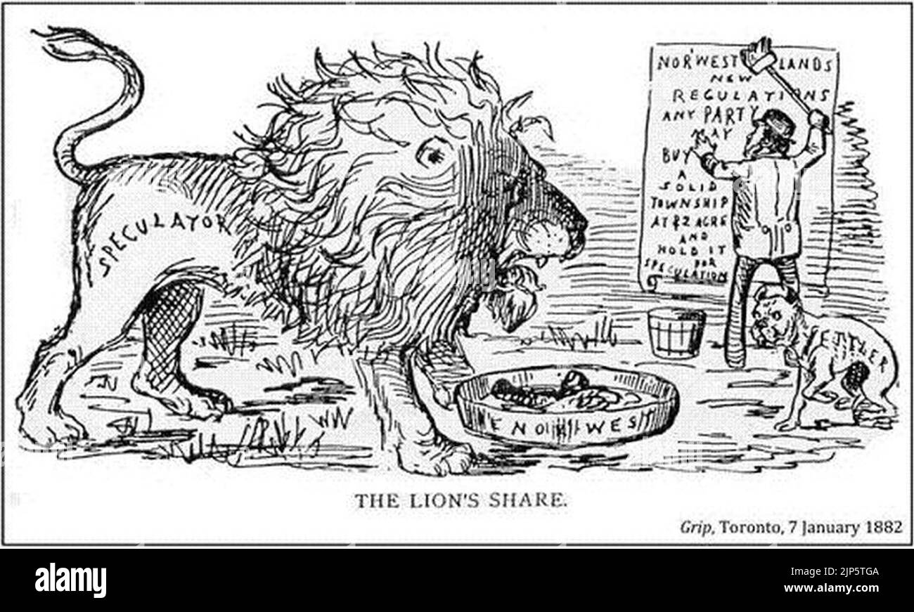 The Lion's Share (Bengough cartoon about land speculation Stock Photo