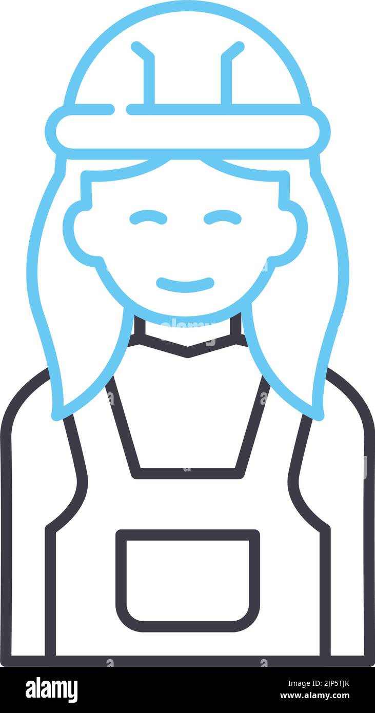 factory worker women line icon, outline symbol, vector illustration ...