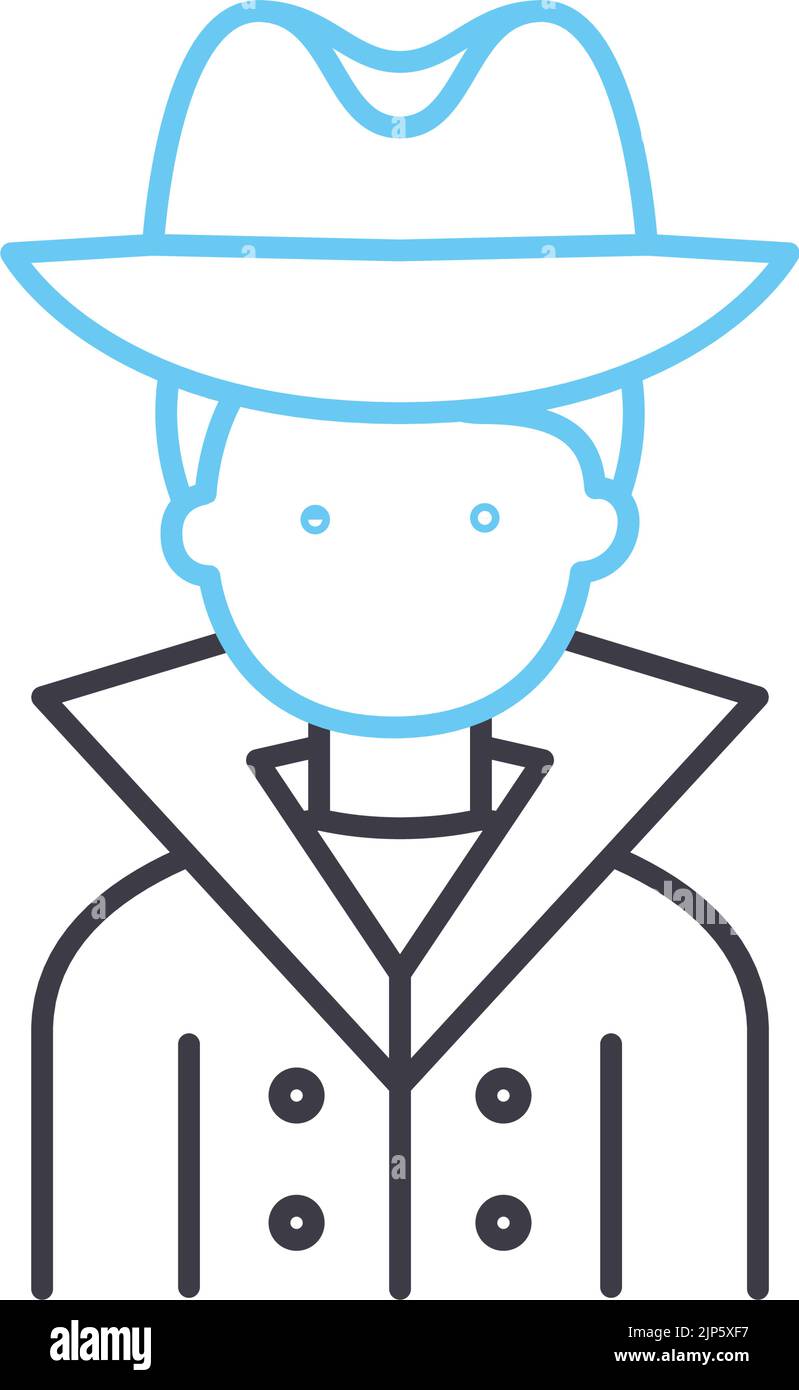 detective avatar line icon, outline symbol, vector illustration ...