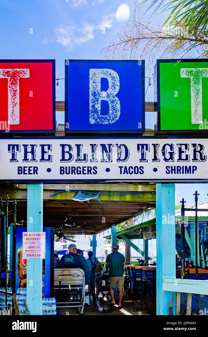 The Blind Tiger is pictured, Aug. 13, 2022, in Bay Saint Louis, Mississippi. Stock Photo