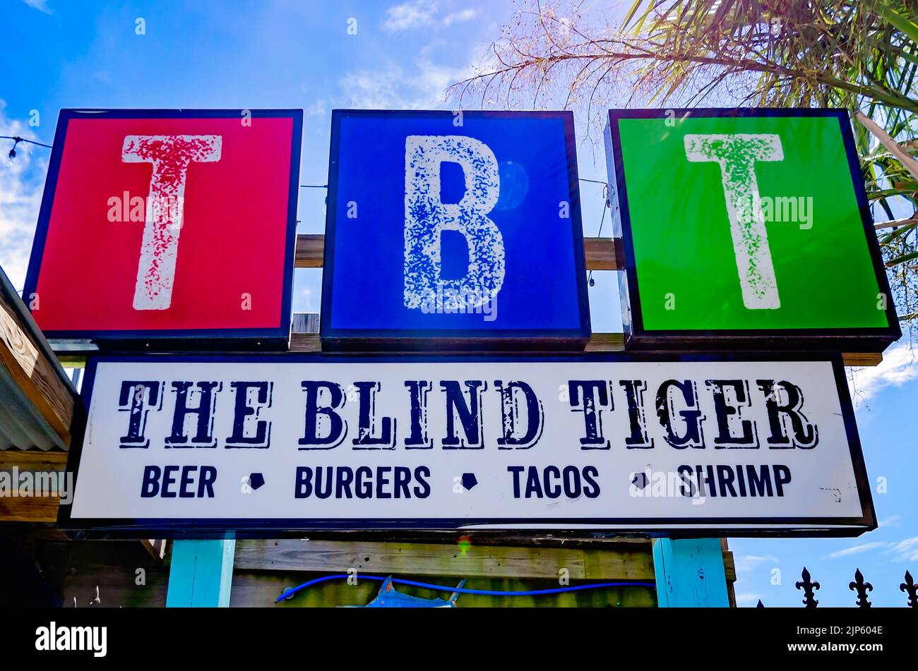 The Blind Tiger is pictured, Aug. 13, 2022, in Bay Saint Louis, Mississippi. Stock Photo