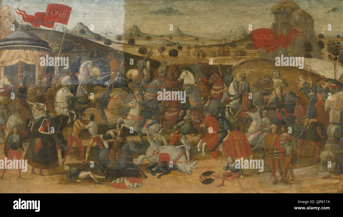 The Master of Marradi A Cassone panel with Caesar's army triumphing in ...