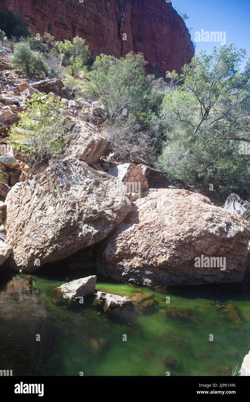 Sunlight falling on a lower pool at Emma Gorge, Gibb RIver Road,  East Kimberley Stock Photo