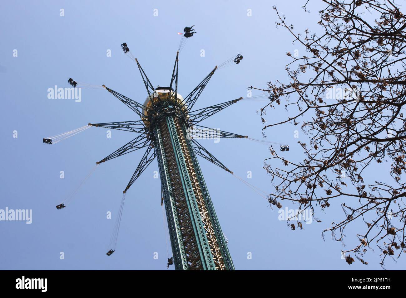 Vienna, Austria - 18 April 2012: Giant carrousel Prater Tower in the Wiener Prater. Breathtaking altitude flight Stock Photo