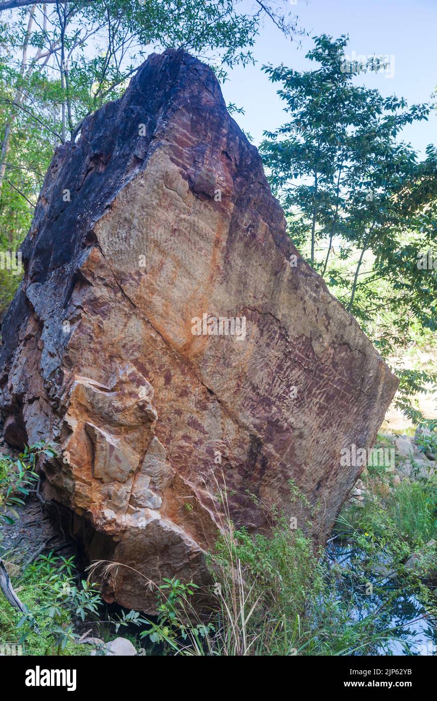 Sandstone boulder,  Emma Gorge, Gibb RIver Road,  East Kimberley Stock Photo