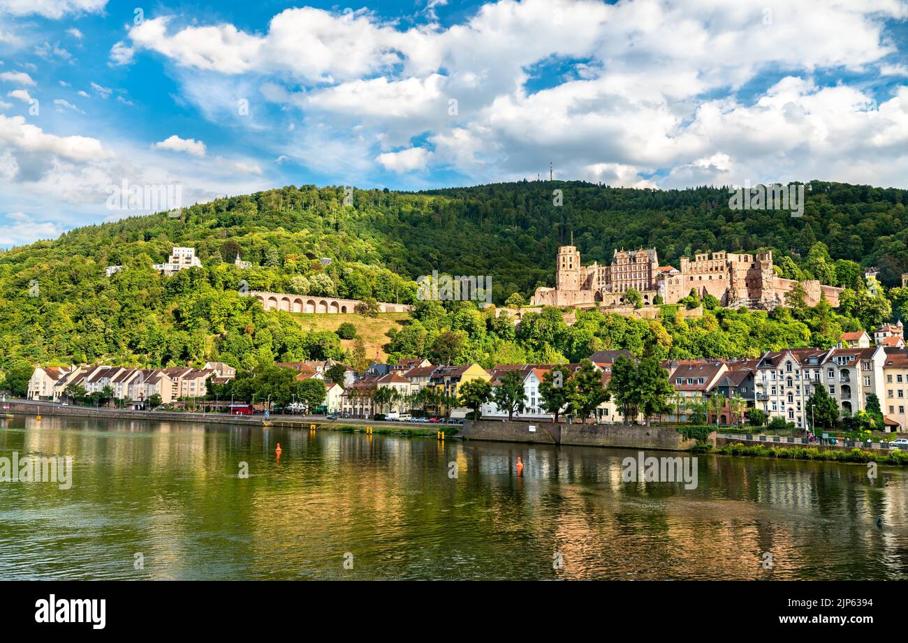Heidelberg with its castle in Baden-Wuerttemberg - Germany Stock Photo