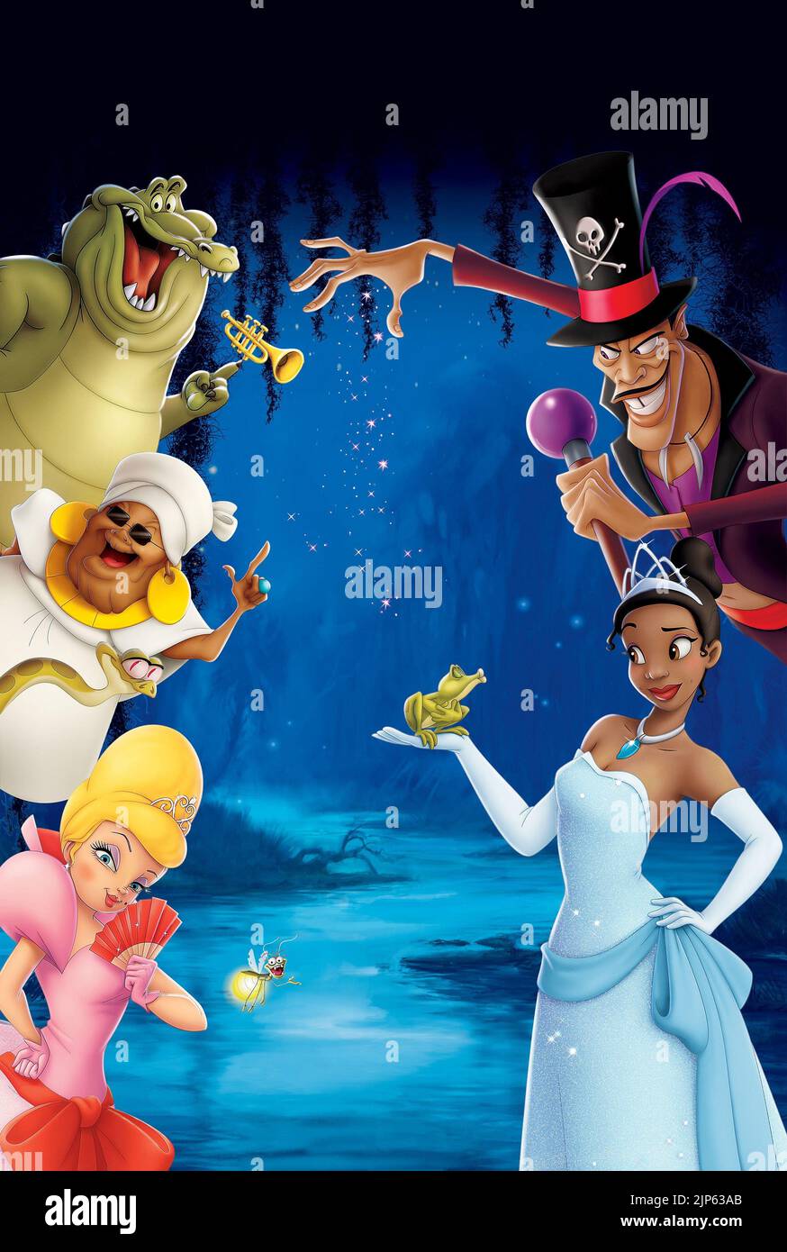 LOUIS, DOCTOR FACILIER, MAMA ODIE, PRINCESS TIANA, FROG NAVEEN, THE PRINCESS AND THE FROG, 2009 Stock Photo