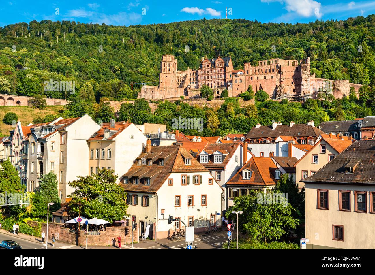 Heidelberg with its castle in Baden-Wuerttemberg - Germany Stock Photo