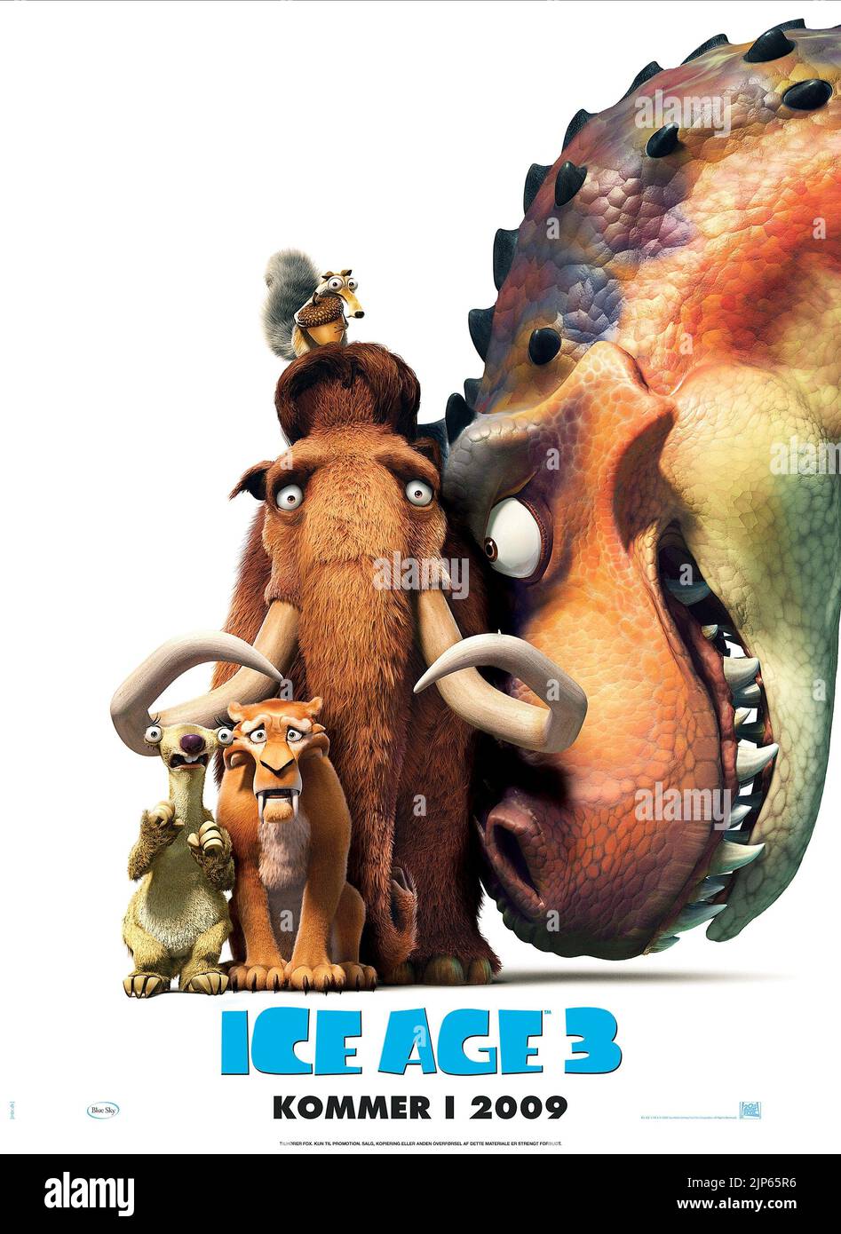 SID, DIEGO, MANNY, SCRAT POSTER, ICE AGE: DAWN OF THE DINOSAURS, 2009 Stock Photo
